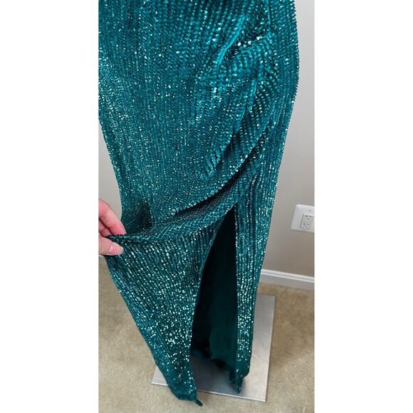 Retrofete Katya Sequin Cowl Neck Green Maxi Dress Size XS - Picture 10 of 13